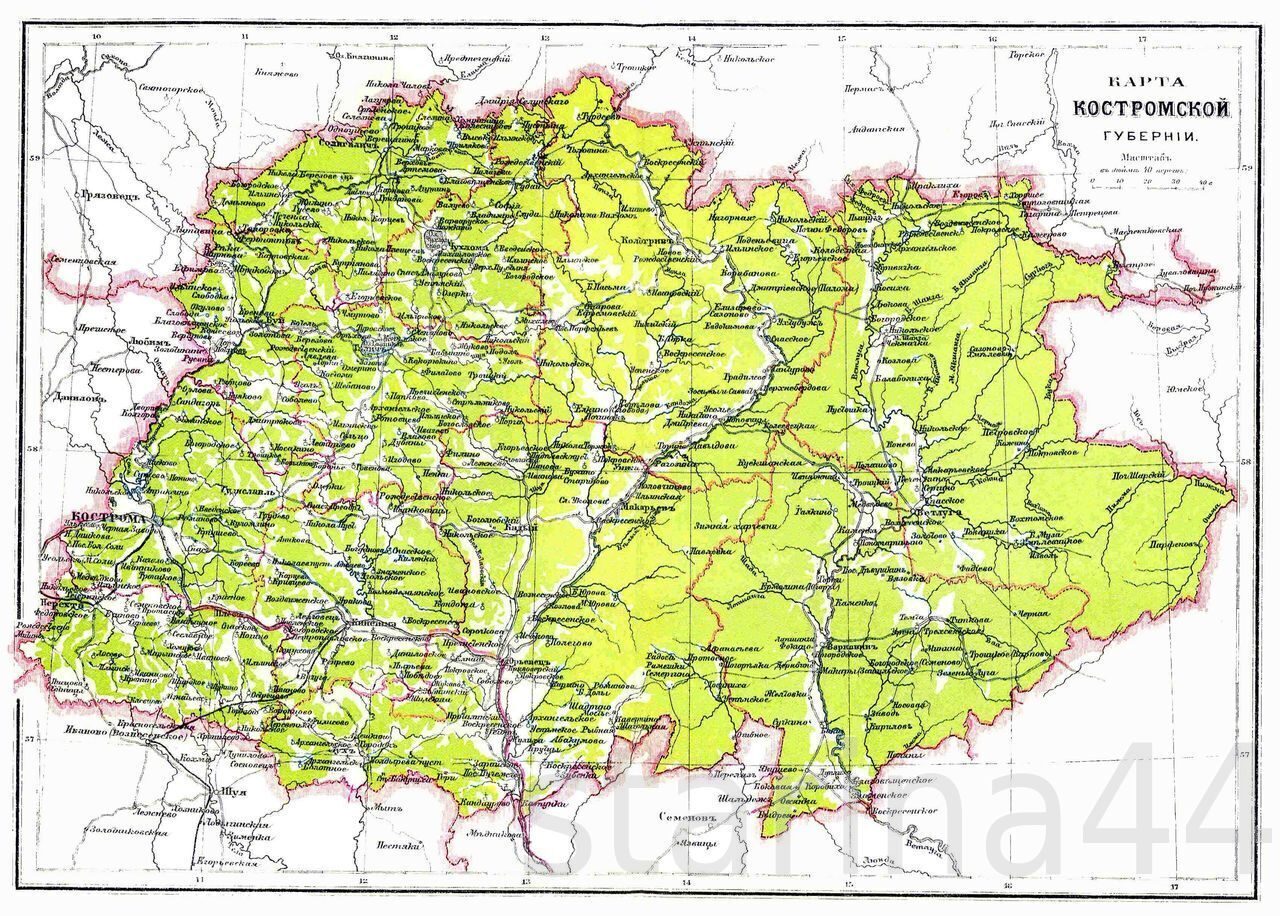 карта Костромской губернии